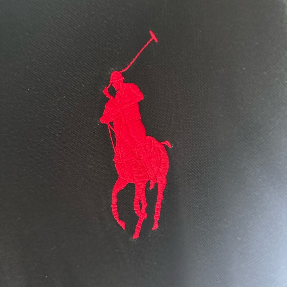 Men's Ralph Lauren Black Shirt with red Embroidery big pony polo shirt
